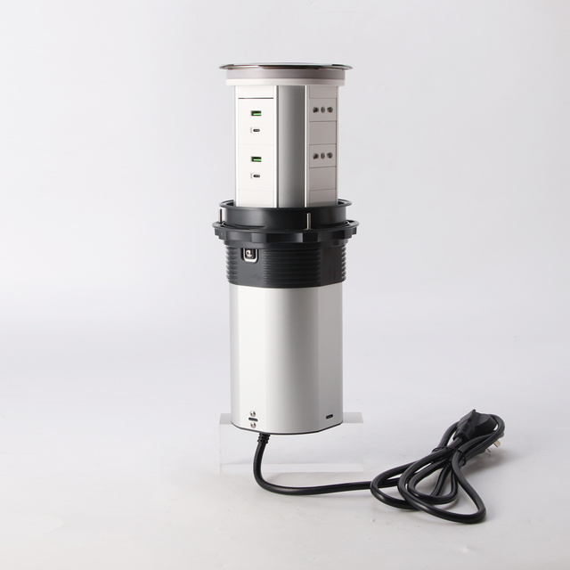 Pop-up Electric Lift Socket WIFI Remote Control USB Type-C 6 Outlets 2 Kitchen Wireless Charging Hidden Desk Socket Speaker