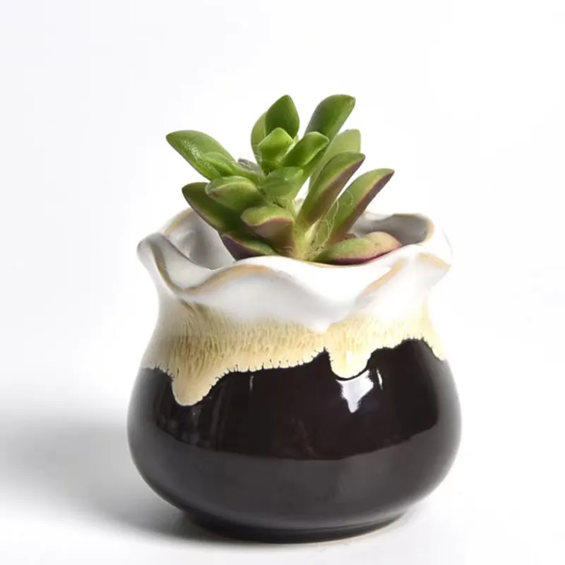 Toptan Naturix 2.5 inç seramik Mini Pastoral saksı Succulents havzası yeniden kullanılabilir çiçek saksısı