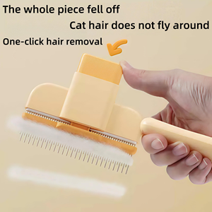 Peine de acero inoxidable con dientes metálicos para mascotas, cepillo para eliminar el pelo de gatos y perros, desenreda y elimina pulgas y pelo. - Product Image 5