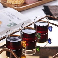 Taza de Vidrio de Borosilicato Hecha a Mano con Asa en Forma de Corazón, Multicolor, para Café o Té, para el Hogar, Restaurante, Juego de Regalo