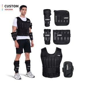 Gilet lesté réglable avec plaques et poids pour les bras et les jambes, pour l'entraînement physique, en nylon, couleur noire - Product Image 6