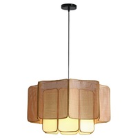 Lámpara Colgante de Ratán Estilo Japonés Wabi Sabi, Lámpara de Techo Vintage Nórdica Zen para Restaurante