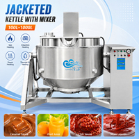 Commerciële 100L gejackete ketel met roerder voor de verwerking van chilisaus en tomatenpuree, gasverwarmingsmachine