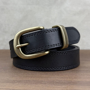 Cinturón Casual de Cuero Vacuno de Lujo ZENOS, Hebilla de Cobre, Resistente al Agua, Duradero, 3.5cm de Ancho, Hecho a Mano, con Capas de Tela Vaquera - Product Image 2