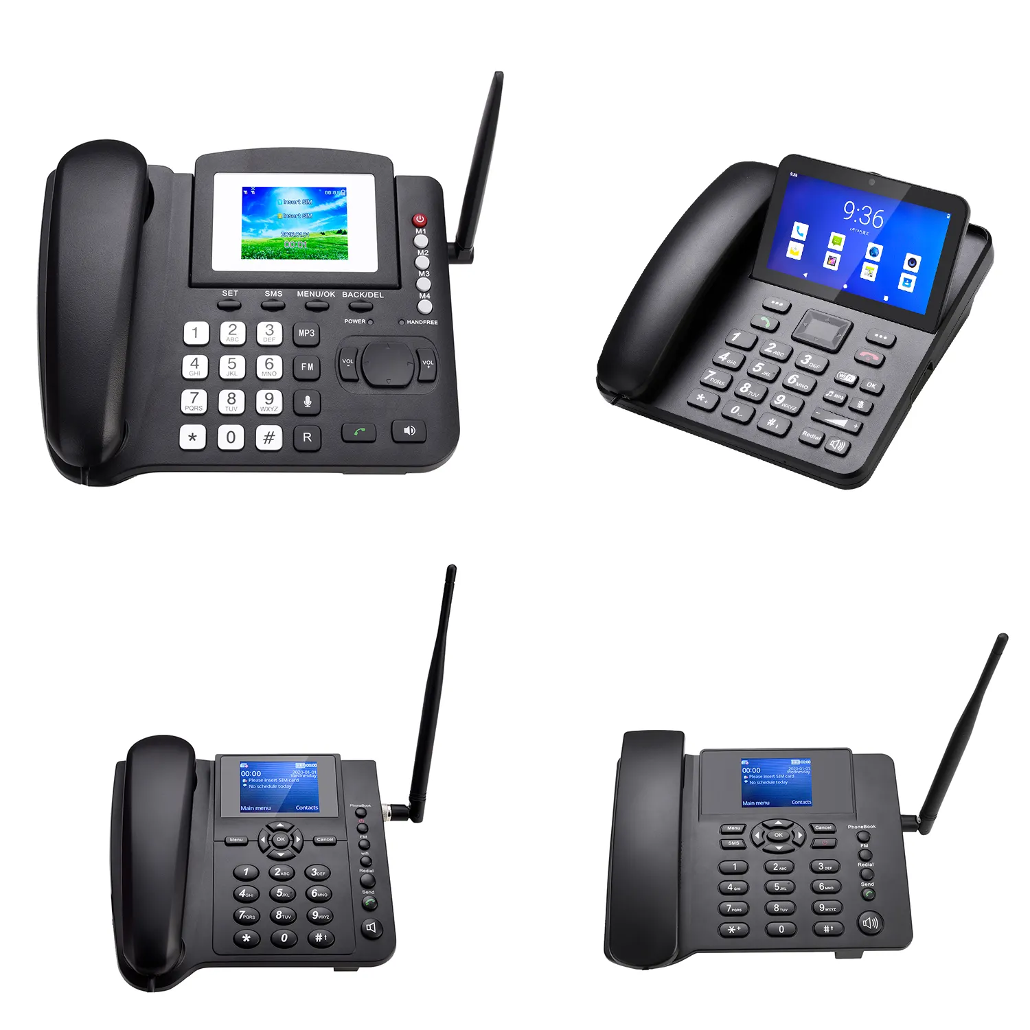 FWP 4G VOLTE 3G 2G LTE WCDMA GSM SimカードカラースクリーンWifiホットスポット通話IDFMMP3コードレス電話固定ワイヤレス電話