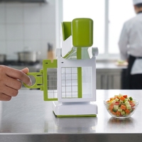 Saladesnijder, groentesnijder, groentehakker, snelle fruitsnijder, plastic keukengereedschap, roestvrijstalen messen voor groenten en aardappel friet