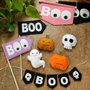 Venta al por mayor monograma naranja negro jardín bandera decoración truco o trato bandera Halloween banderas - Product Image 2