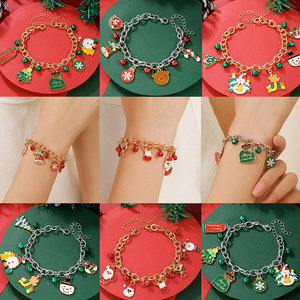 สร้อยข้อมือเสน่ห์คริสต์มาส โลหะผสมสังกะสี ซานตาคลอส กวางเรนเดียร์ ระฆัง เกล็ดหิมะ ของขวัญ เครื่องประดับ - Product Image 1