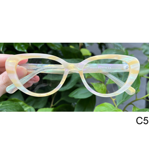 Phụ Nữ Của Phong Cách Mèo Hình Dạng Mắt Đầy Đủ Rim Acetate Kính Quang Học Kính Khung Đầy Màu Sắc Hoa Mô Hình Màu Hồng Màu Xanh Lá Cây Trang Trí - Product Image 3
