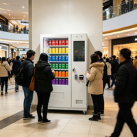 Máquina Expendedora con Descongelación Automática, Dispensador de Bebidas y Snacks Refrigerados sin Hielo con Evaporador Autolimpiante