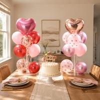 Ballons de fête roses, ensemble de ballons d'anniversaire avec cœur et ballons numérotés en aluminium pour fournitures et décorations de fête