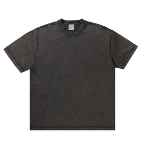 เสื้อยืดผ้าฝ้ายหนาน้ำหนักมากทรงหลวมสไตล์เรโทรสำหรับผู้ชาย ผ้าหนาแนวอเมริกันยุโรปทันสมัยสวมใส่สบายๆ - Product Image 2