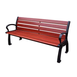 Banc en bois robuste pour aménagement urbain commercial, idéal pour campus, parcs et espaces publics, avec accoudoirs - Product Image 3
