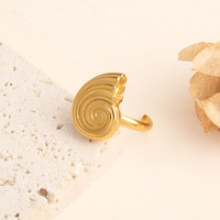 Bague ajustable en forme de coquille spirale pour femme, en acier inoxydable plaqué or 18K PVD, résistante à l'eau, bijou de plage tendance