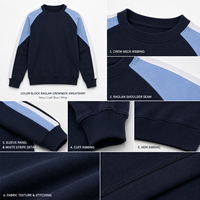 Sweat-shirt à col rond pour homme personnalisé, manches longues, couleur contrastée, pull décontracté, streetwear, polyester/coton