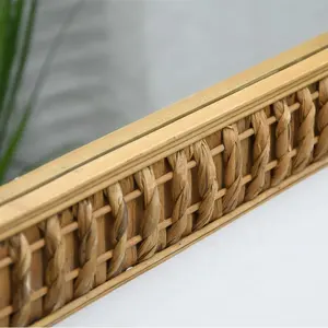 家の壁の装飾環境にやさしい手作りの水ヒヤシンス木製竹丸い装飾的な壁ミラー家のリビングルームの装飾