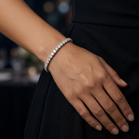 Bracelet tennis 5 carats à taille ronde 3 mm, serti quatre griffes, en or blanc massif 10K 14K 18K, 6,75 pouces, fabrication sur mesure de bijoux fins