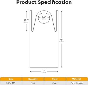 28×48 Inch Clear Disposable Plastic <b>Aprons</b>, 100PCS Large <b>Waterproof</b> Transparent <b>Apron</b>, Multipurpose <b>Apron</b> for Kitchen, Cooking - Product Image 6