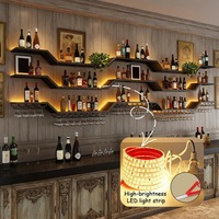 Étagère à vin murale LED de 70,8 pouces, 3 niveaux, étagères de bar modernes en verre avec porte-verres à vin, grande capacité pour bar à domicile et restaurant
