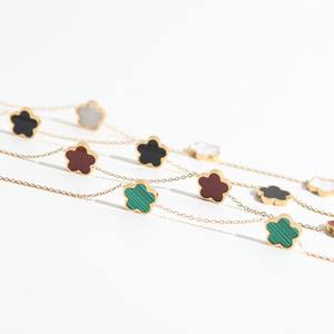 Bracelets <span class=keywords><strong>de</strong></span> bijouterie fine en acier inoxydable plaqué PVD 18 carats, sans ternissement, bracelet trèfle à cinq feuilles, étanche, 4 couleurs, bracelet fleur <span class=keywords><strong>porte</strong></span>-bonheur - Product Image 5