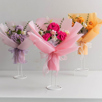DAMAI Bouquet de fleurs au crochet fait main Rose Tulipe Tournesol Marguerite Lotus Style moderne Cadeau pour la Saint-Valentin Fête des Mères