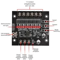 Controlador de Palabras Iluminadas Lededit PWM Programable RH-D6, Canal DC5-24V 58W/Canal, Flujo de Agua en Degradado, Destello de LED