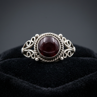 Bague pour enfant en argent sterling 925 avec pierre précieuse onyx à sertissage à griffes, design ethnique