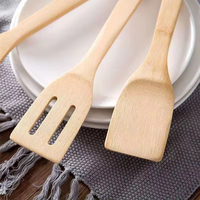Lot de 5 ustensiles de cuisine écologiques jetables en bambou (spatule et cuillère) résistants à la chaleur pour la cuisson et les salades – Vente en gros