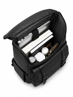 Sac à dos pour ordinateur portable en cuir PU imperméable 20L pour hommes, 15,6 pouces, pour les déplacements professionnels, les voyages et les sorties décontractées, avec poches latérales pour bouteilles