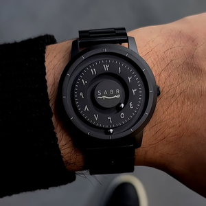 Montre homme SABR à mouvement à quartz, bracelet en acier inoxydable, cadran noir arabe, aiguille à défilement, boule magnétique - Product Image 5