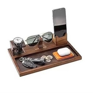 Wooden Sofa <b>Snack</b> <b>Tray</b> With Storage Compartments For Beer Cans Chips Fruits And Phone Hotel Use - Product Image 3