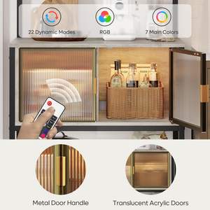 Étagère de rangement de cuisine personnalisée Étagère de rangement pour bar à café Étagère de cuisine pour boulangers Étagère à 5 niveaux pour micro-ondes avec lumières LED - Product Image 6