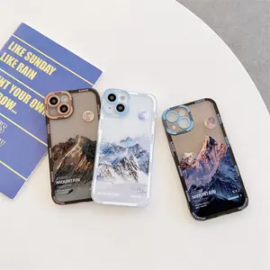 Ins Style News Cartoon Luxury Angel Eye Snow Mountain Phone Case For Iphone 15 pro max 14 plus