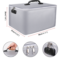 Caja organizadora de documentos en forma de carpeta de plata resistente al agua ignífuga con cerradura seguro pasaporte tarjeta certificado accesorio bolsa