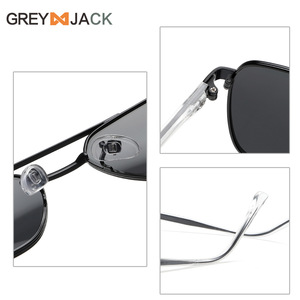 Lunettes de soleil polarisées Greyjack pour homme, monture carrée noire en TR, verres TAC UV400, style décontracté et professionnel - Product Image 1