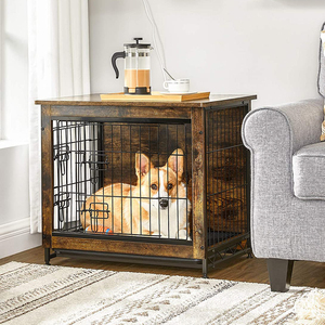 ZMaker Double Doors Wooden Dog Crate Pet Dog Crate End Table Furniture with Removable Tray Dog Cage