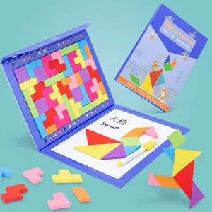 Multifunzionale di Puzzle Magnetico Di Puzzle 2-6 Anni di Insegnamento di Legno Colorato Giocattolo di Puzzle Intelligente