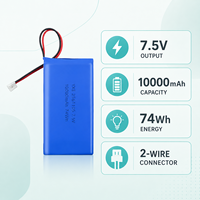 Paket Baterai Lithium Polymer LiPo 7.5V 10000mAh Isi Ulang Kustom OEM dengan Konektor 2 Pin untuk Elektronik Portabel