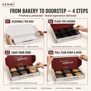 Caja de Envío Personalizada de Grado Alimenticio con Impresión a Doble Cara, Tira de Apertura y Inserto de Papel para Caja de Suscripción de Galletas y Bizcochos de Panadería - Product Image 3