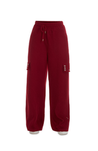 J729 Pantaloni Cargo da Donna in Maglia a Vita Media Vestibilità Ampia Lunghezza alla Caviglia Tinta Unita con Coulisse Casual per Autunno - Product Image 1