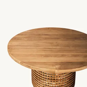 Nuovo arrivo di lusso solido Teak Set da pranzo all'aperto mobili in legno Patio giardino tavolo rotondo e sedie Set per 4 6