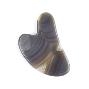 Logo personnalisé 100% véritable agate grise naturelle outil de Guasha pour le visage pierre de Jade grise <span class=keywords><strong>Gus</strong></span> Sha soin de la peau de Massage visage Guasha - Product Image 1