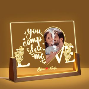 Lampe de nuit en acrylique personnalisée avec photo, cadre en noyer en forme de U, lampe LED personnalisée, cadeau pour maman, femme, fête des mères, anniversaire, Noël - Product Image 2