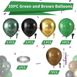 Feile Green Brown Dark Emerald Camouflage Metallic Gold Balloons Set for Camping <strong>Jungle</strong> <strong>Theme</strong> Army Birthday Baby Shower <strong>Party</strong> - Product Image 2