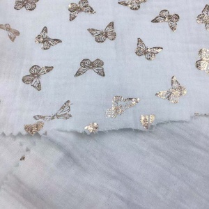 Tissu en mousseline <span class=keywords><strong>de</strong></span> <span class=keywords><strong>coton</strong></span> double couche léger avec impression métallisée 889819 pour robes, jupes, rideaux et jouets pour femmes - Product Image 5