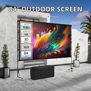 84-Inch 16:9 Polyester <strong>Projector</strong> <strong>Screen</strong> with Stand <strong>for</strong> Home Outdoor Theater Backyard Cinema &amp; Movie Screening - Product Image 2