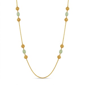 Collier Mala antique en argent 925 avec perles vert clair, longue chaîne traditionnelle, bijoux ethniques pour femmes - Product Image 1