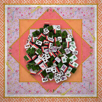 Tuiles de Mahjong en acrylique sur le thème de la faune, jeu de table de style américain avec tapis de Mahjong imprimé faune (seulement le tapis)