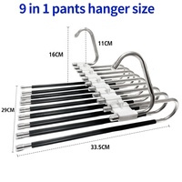 Cintre en tissu multifonctionnel antidérapant à 9 couches pour pantalons Organisateur de rangement multicouche pour pantalons