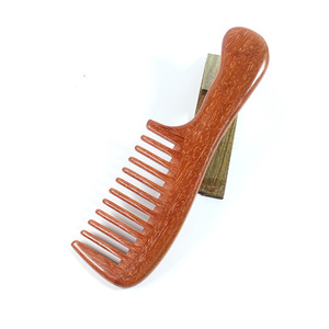 Peigne en bois de santal rouge, à dents larges, pour usage domestique, outil de coiffage et de massage des cheveux - Product Image 5